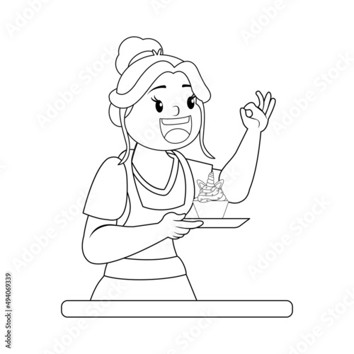 Isolated happy woman making a dessert Vector illustration