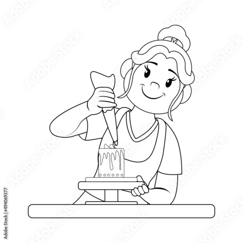 Isolated happy woman making a dessert Vector illustration