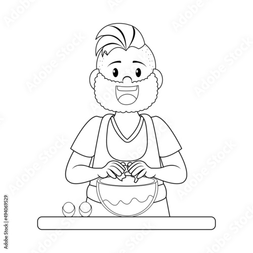 Isolated happy man making a dessert Vector illustration