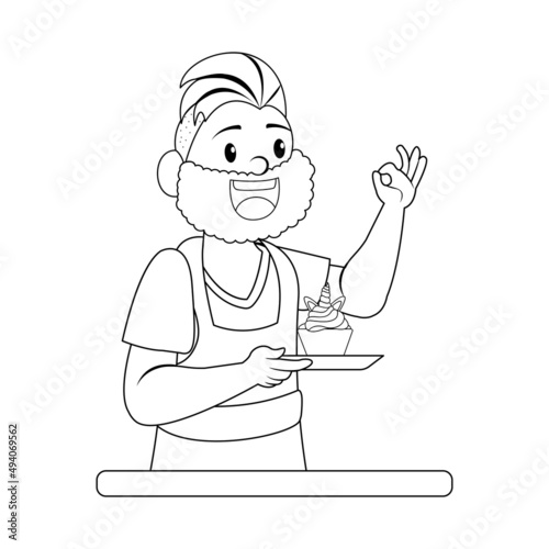 Isolated happy man making a dessert Vector illustration