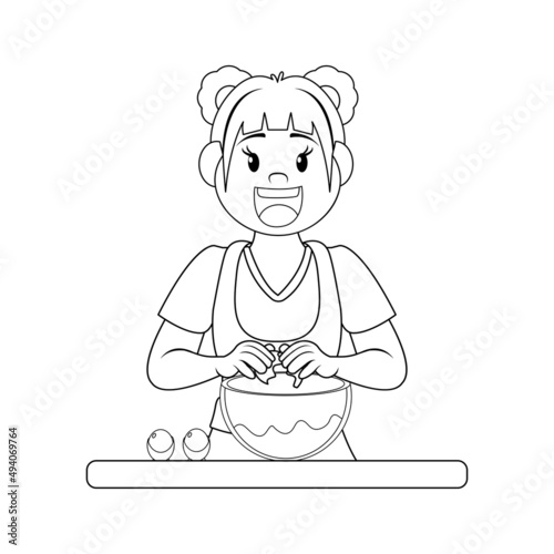 Isolated happy woman making a dessert Vector illustration