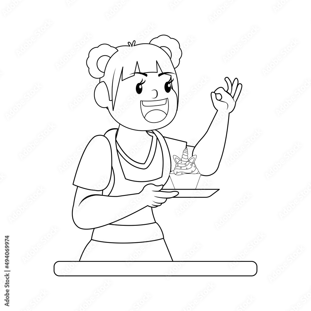 Isolated happy woman making a dessert Vector illustration Isolated happy woman making a dessert Vector illustration