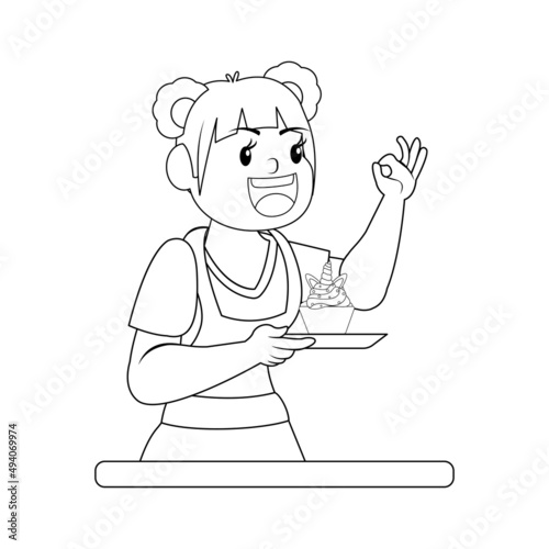 Isolated happy woman making a dessert Vector illustration