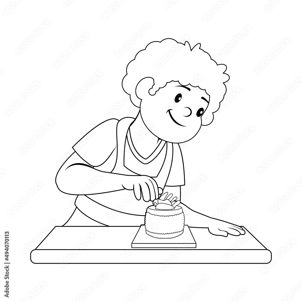 Isolated happy man making a dessert Vector illustration Isolated happy man making a dessert Vector illustration