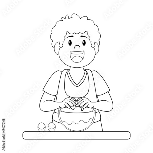 Isolated happy man making a dessert Vector illustration