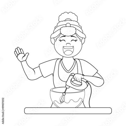 Isolated happy woman making a dessert Vector illustration