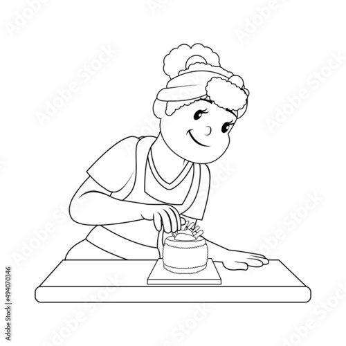 Isolated happy woman making a dessert Vector illustration