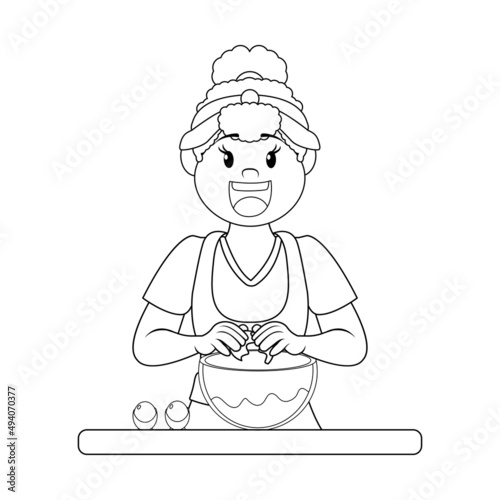 Isolated happy woman making a dessert Vector illustration