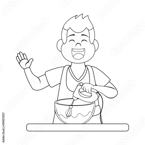 Isolated happy man making a dessert Vector illustration