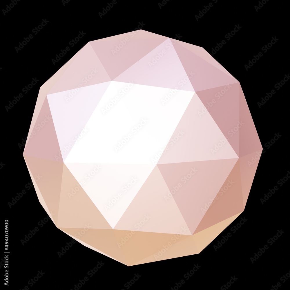 Cream and pink geometric ore, low poly. 3d rendering. Decorative ball. Cream and pink geometric ore, low poly. 3d rendering. Decorative ball.