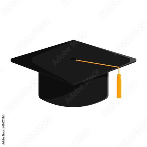 Graduation hat vector illustration in the flat style. Graduation cap isolated on the transparent background.