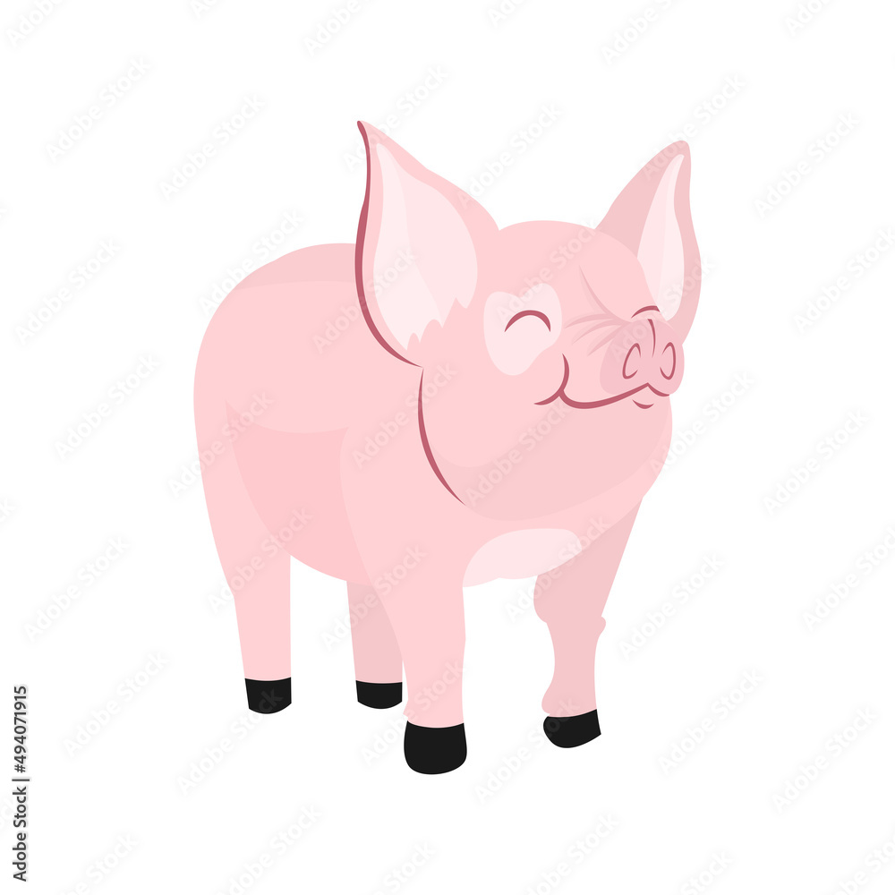 Naklejka premium Isolated pink pig turtle animated animals jungle vector illustration