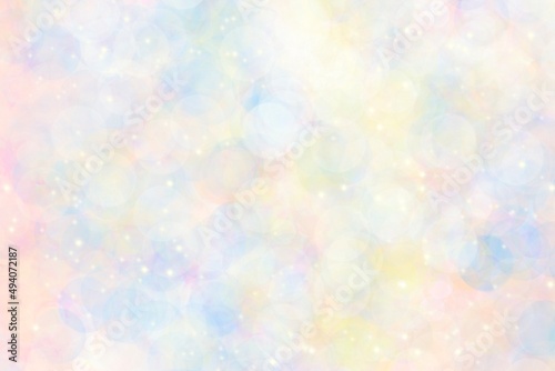 Unicorn galaxy pattern. Pastel cloud and sky with glitter. Cute bright paint like candy background theme. Concept to montage or present your product, for women, girls in princess style