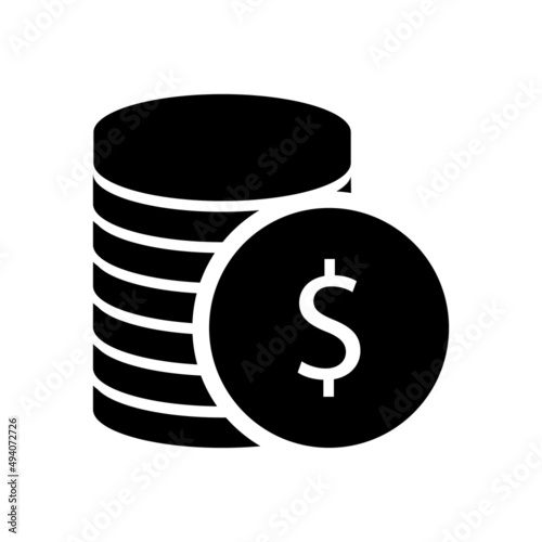 Pile of coins icon. Flat style design graphics. Money symbol. Cash pictogram for website design  logo  app  UI isolated on white background. Finance  banking  stock market outline concept.