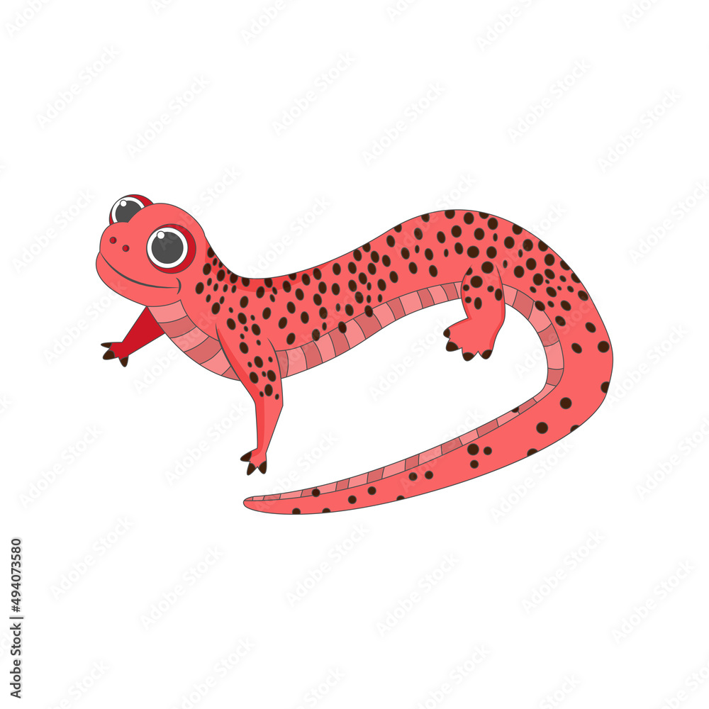 Fototapeta premium Isolated red salamander animated animals jungle vector illustration