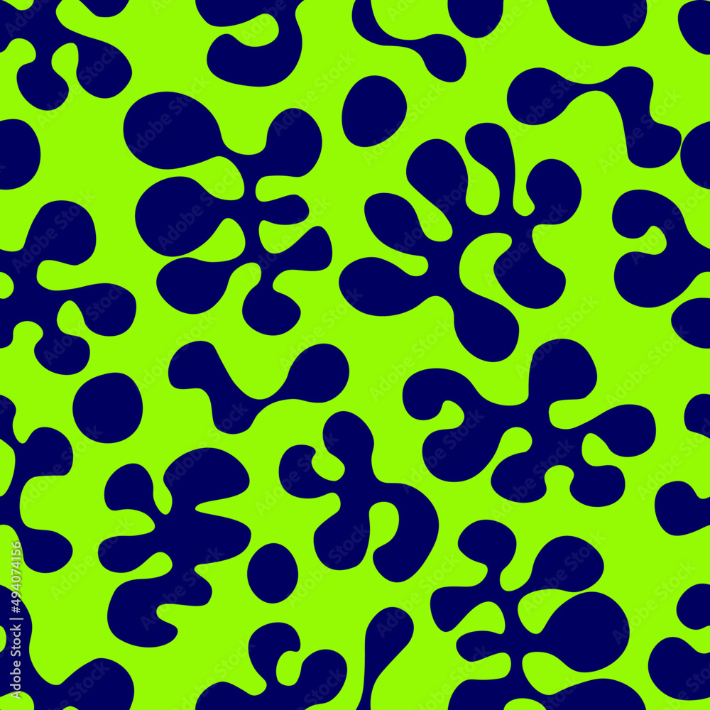 Lime green and blue organic, groovy blobs in repeatable seamless pattern, reminiscent of lava lamps. Lime green and blue organic, groovy blobs in repeatable seamless pattern, reminiscent of lava lamps.