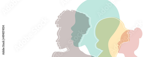 Banner background of human profile silhouette, vector illustration