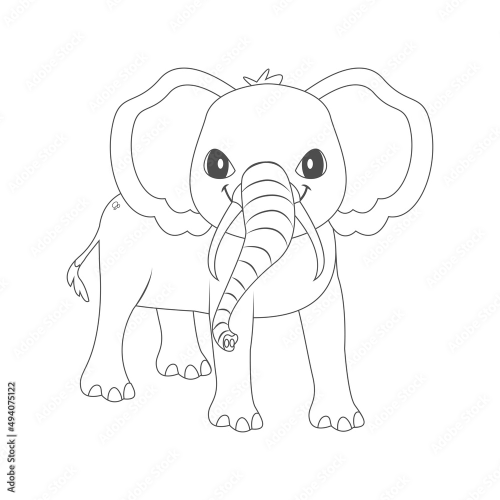 Isolated elephant draw animated animals jungle vector illustration