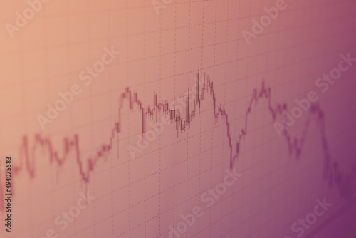 Abstract financial background with stock market chart on LCD screen. Soft focus