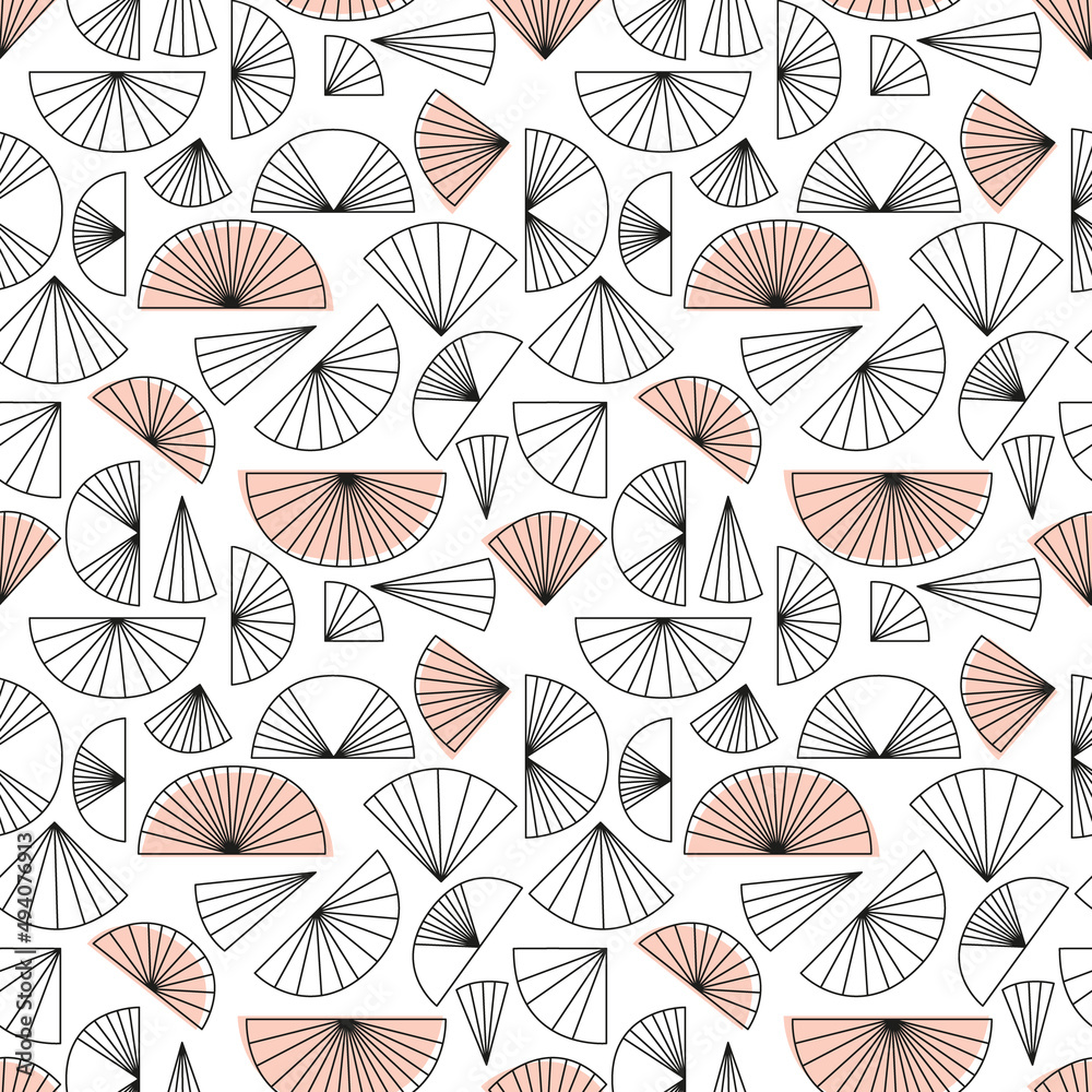 Seamless retro pattern with abstract fan shapes Seamless retro pattern with abstract fan shapes