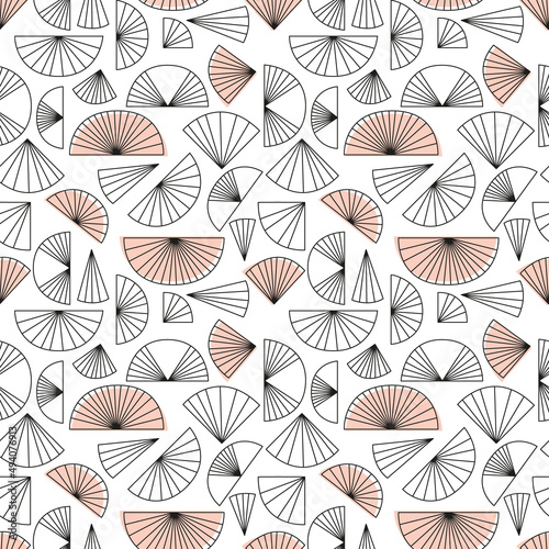 Seamless retro pattern with abstract fan shapes