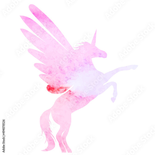 pegasus watercolor silhouette isolated vector