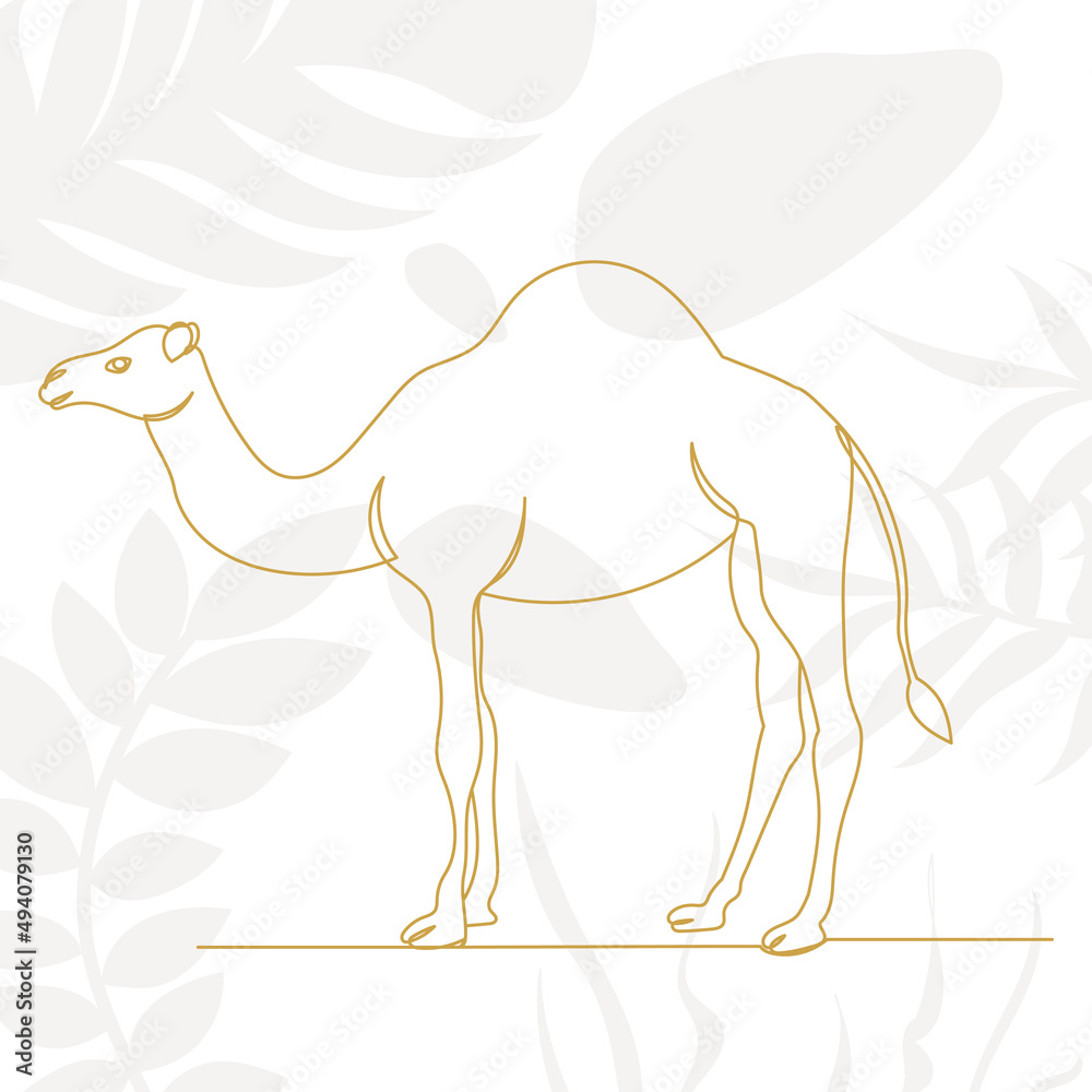 camel sketch drawing by one continuous line vector Stock Vector ...