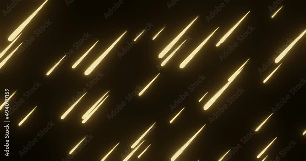 Gold meteor shower style technology. 3d rendering.