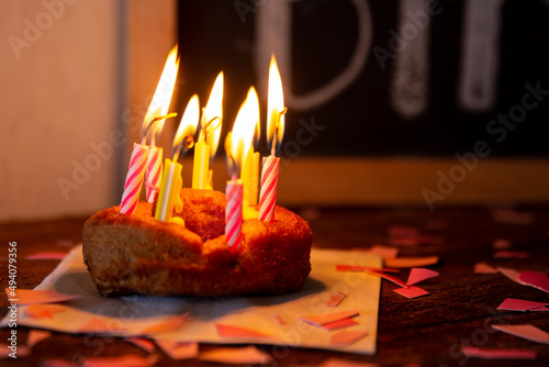 Canvas Print happy birthday chalkboard sign with a cake and candles