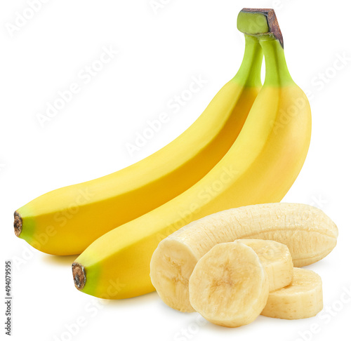 Print op canvas Isolated banana on white background