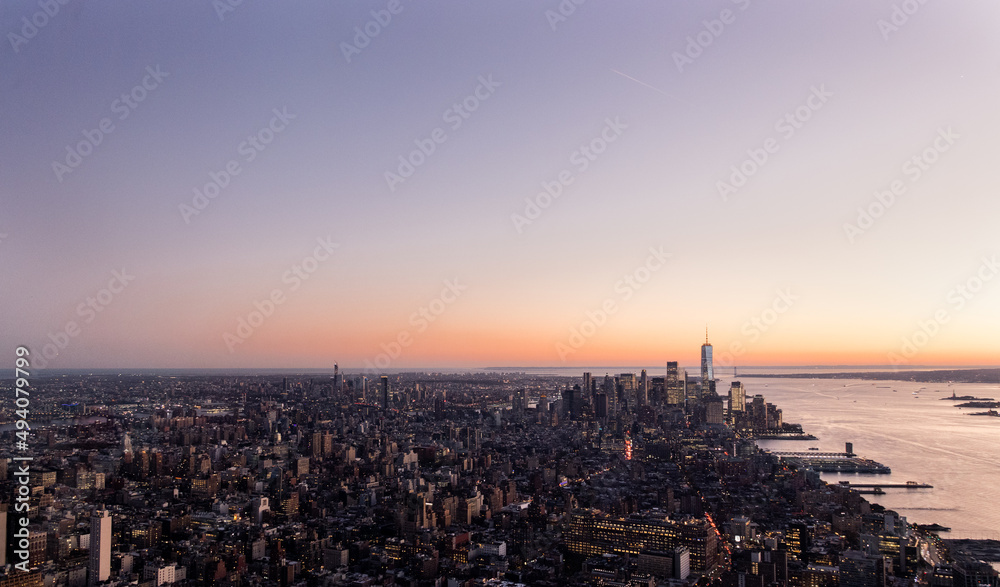 Sunset with the Skyline of Manhattan from Edge observatory