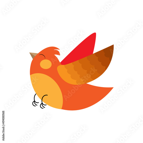 Isolated orange bird animal fly nature wild vector illustration