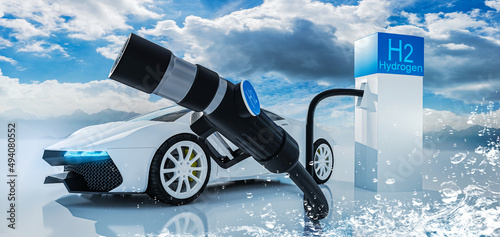 Auto - Wasserstofftankstelle -  Betankung von Elektrofahrzeugen   photo