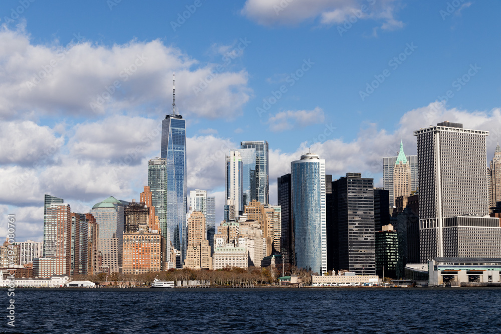 View of the Manhattan's skyline from the Governor Island