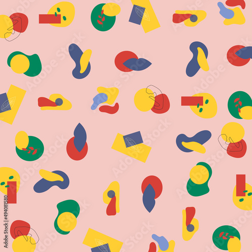 Seamless Vector pattern with colorful abstract object 