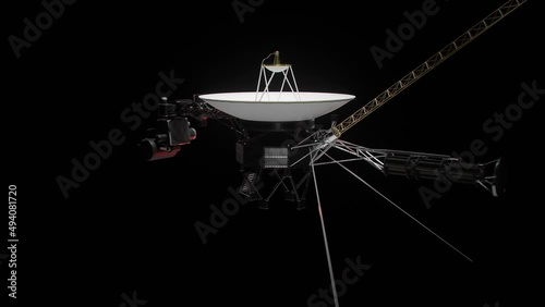 Loop - Spinning turntable of the Voyager Space Probe - spacecraft in space (3d illustration) photo