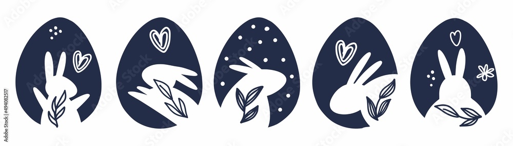 Fototapeta premium Vector Easter pattern with rabbits and eggs