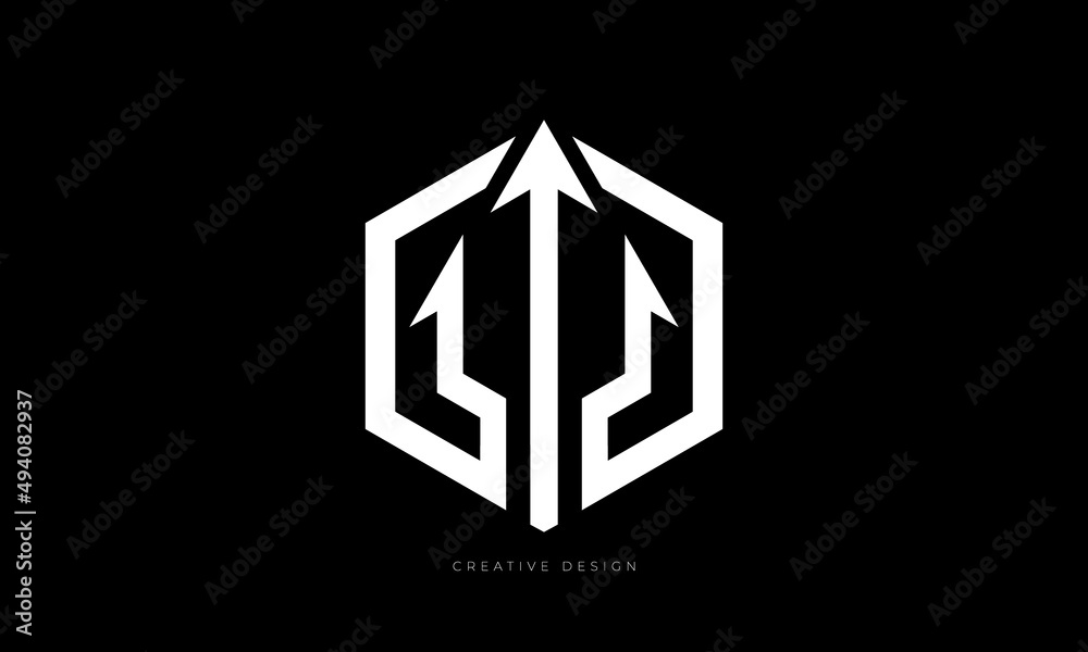 Hexagon trident creative brand logo design - obrazy, fototapety, plakaty 