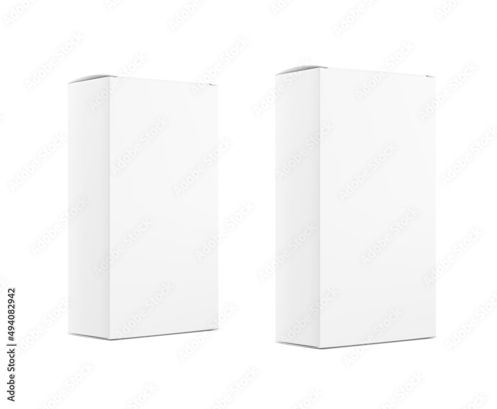 Set of realistic cardboard box mockup. Perspective view. Vector illustration isolated on white background. Can be use for food, medicine, cosmetic and etc. Ready for your design. EPS10. Set of realistic cardboard box mockup. Perspective view. Vector illustration isolated on white background. Can be use for food, medicine, cosmetic and etc. Ready for your design. EPS10.
