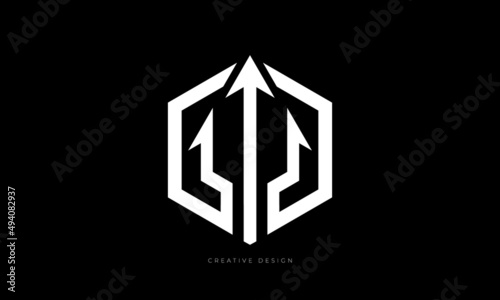 Hexagon trident creative brand logo design photo
