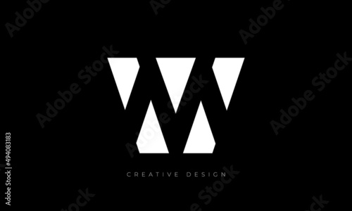 MW negative space creative logo design