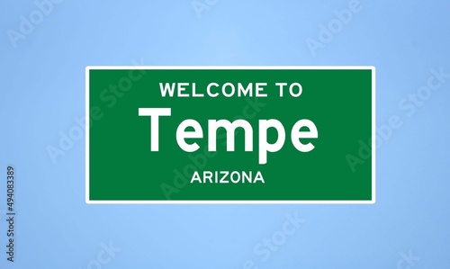 Tempe, Arizona city limit sign. Town sign from the USA.