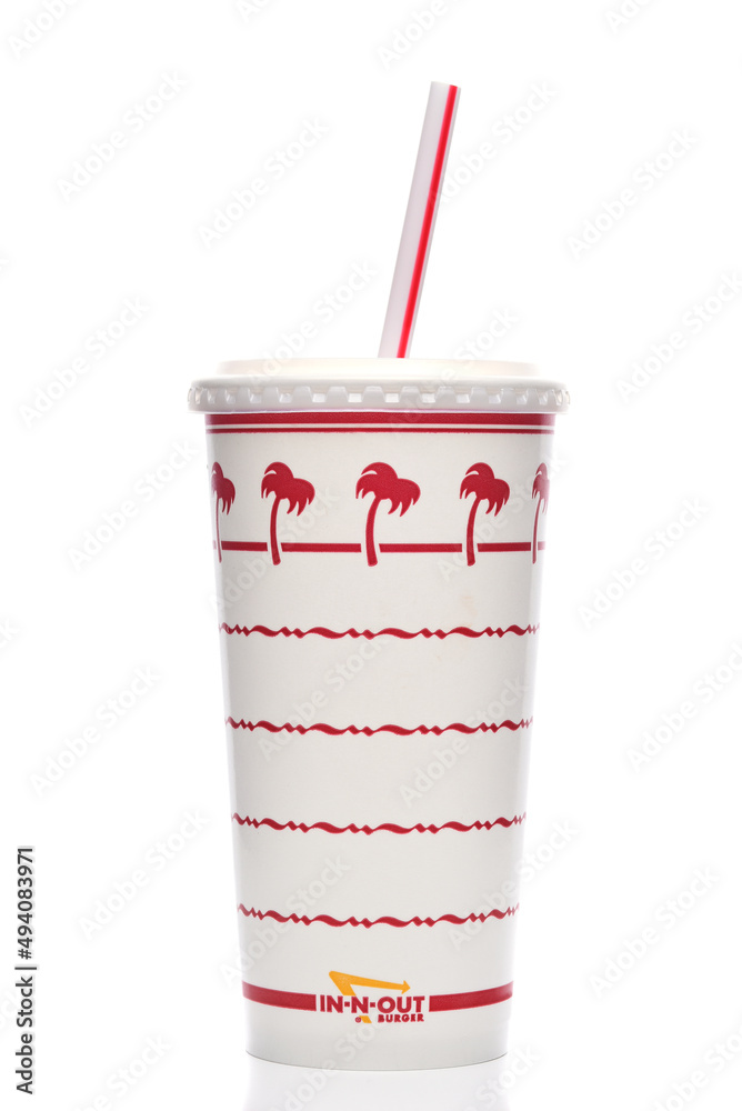 IRVINE, CALIFORNIA - 18 MAR 2022: A soft drink paper cup from In-N-Out  Burger. Stock Photo