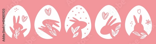 Vector Easter pattern with rabbits and eggs