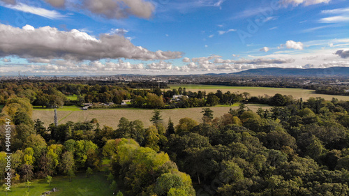 Photography Aerial view of a field under the cloudy skies in Dublin, Ireland