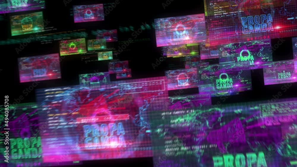 Propaganda on computer screens. Propaganda, fake news, disinformation ...