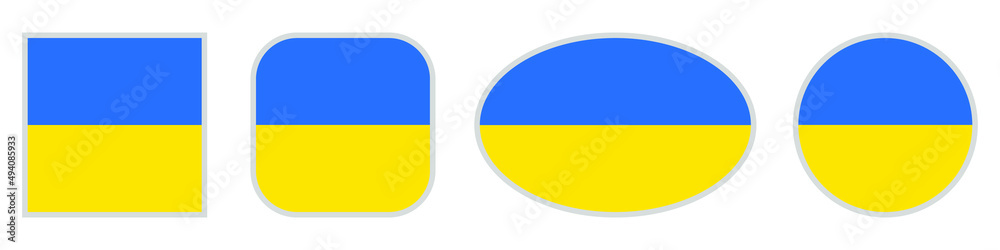 Flag of Ukraine. National flag of Ukraine. Set of buttons. Vector illustration. Set of geometric shapes. Flag of Ukraine. National flag of Ukraine. Set of buttons. Vector illustration. Set of geometric shapes.