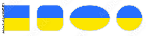 Flag of Ukraine. National flag of Ukraine. Set of buttons. Vector illustration. Set of geometric shapes.