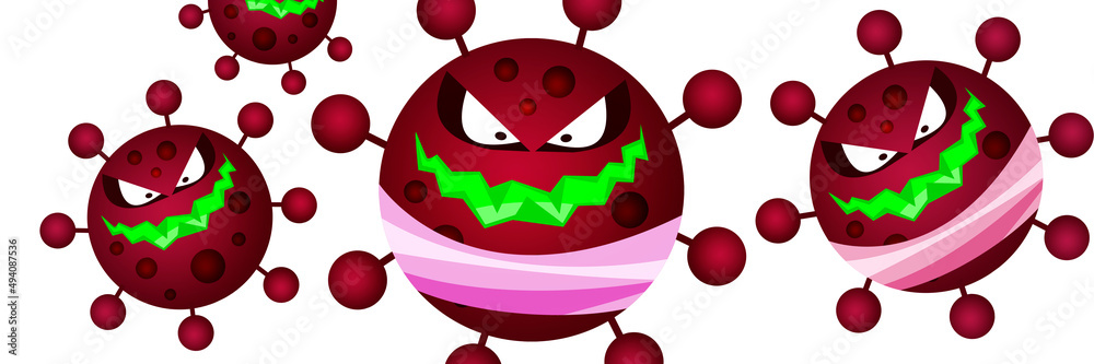 Funny Covid-19 cell with an open mouth and a crown on its head. 3D illustration Funny Covid-19 cell with an open mouth and a crown on its head. 3D illustration