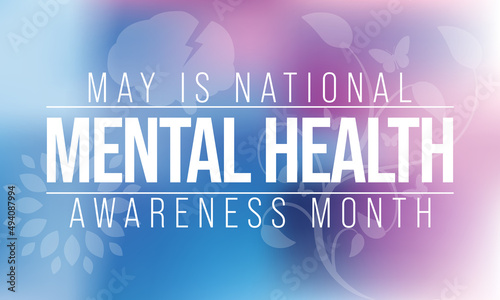 Mental health awareness month observed each year during May. it includes our emotional, psychological, and social well-being. It affects how we think, feel, and act. Vector illustration